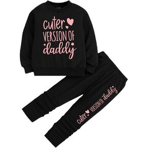 Toddler Girl Clothes Sets- Letter Graphic Print Sweatshirt and Leggings Outfit Set- Spring Fall Outfits for Girls