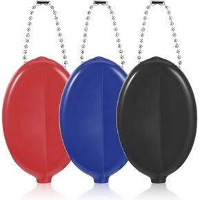 3 Pieces Squeeze Coin Purse Rubber Coin Purse Silicone Coins Purses 2 X 3 Inches Small Change Purses for Coins Oval Squeeze Holders With Chain Colorful with Chain for Men Women