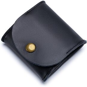 Rustic Leather Coin Purse – Handmade Mini Squeeze Pouch for Coins, Jewelry, Earphones | Snap Closure, Fashion Design, Ultra-Portable (6 Colors) – Gifts for Men & Women (Black) in Saudi Arabia