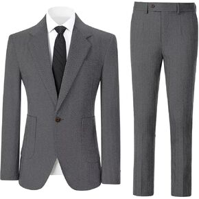 Men's Suits Slim Fit Herringbone Tweed Suits for Men 2 Piece Wedding Prom Suit Jacket Pants Wool Blend Tuxedo Set