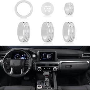 ل Toyota Tacoma 2024 2025 Start Touch One Touch ، الزر Center Center Cover Cover Ring Air Switch AC Audio Aluminium Alpoy Parts 6pcs (شاشة 14 بوصة ، أزرق)