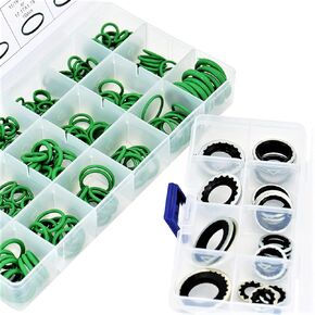A/C Port Washer & Nitrile O Ring Kit | 30pc استبدال حشيات الختم المستعبدين (1) + 270pc o مجموعة الحلقة (1) | ل R12 - R134A | تسرب تبريد AC | ختم ضاغط جنرال موتورز - الجزء 15-32241