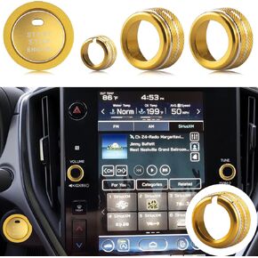 5pcs for Subaru Crosstrek/Impreza 2024 2025, Forester 2025, Legacy Outback 2020-2025, WRX, Ascent Volume Adjustment Knob, Mirror Knob Cover, Start Button Cover/Ring (Purple)