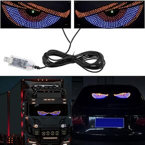 Devil Eyes Light for Cars,LED Eyes for Car,4.7in x 11.8in Flexible Car LED Display,Windshield Eyes Animated Led,Led Car Sign,Dynamic Personalized Big Eye Lights for Car Windshield