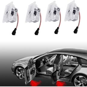 لا تتخلى LED LED LED Puddle Lights Ultra-Bright Welcome Light 3D Laser Ghost Shadow Light متوافق مع Tesla Model 3 S y X (تحديث أحمر)