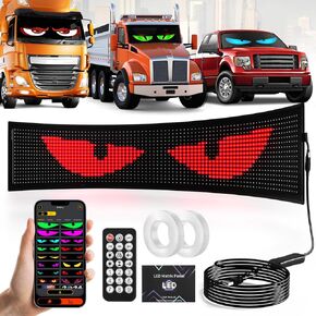 LED Devil Eyes Light for Windshield 52.36x7.56 inch, Large Size DIY Programmable Led Eyes for Car Truck, Windshield Eyes Animated Led Flexible Smart Colorful Eye Lamp Soft Screen for Car Windows
