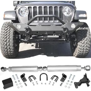 For Jeep Wrangler JL Dual Steering Stabilizer, N3 Dual Steering Stabilizer Kit for Jeep Wrangler JL/Gladiator JT 2018-2024 with 2.5" of Lift or Higher, Replace for 87304