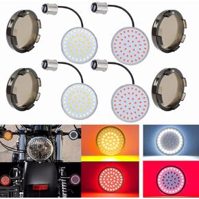 1157 LED Turn Signal Lights Front and Rear with 2 Inch Smoked Lens Cover, Compatible with Harley Street Glide, Road Glide, Sportster, Dyna, Softail, Iron 883, Touring (1986-2025)