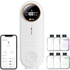 Smart Essential Oil Diffuser with App Control, Waterless Ultrasonic Diffuser, 6 Oil Bottles Included, Temperature Display, for Bedroom Office Spa (JD01)