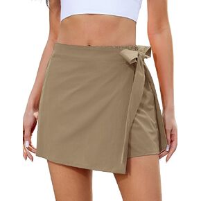 luvamia Skorts for Woman Trendy High Waisted Wrap Elastic Waist Pocket Fast Dry Hiking Tennis Golf Gym Skirt with Shorts