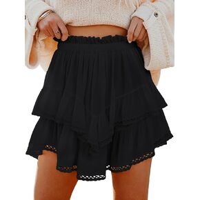LILLUSORY Womens Skorts Summer Casual Boho Flowy Shorts High Waist Mini Skirts Ruffle Tiered Golf Tennis Y2K Clothes