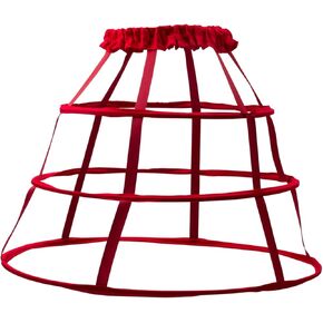 Cage Hoop Skirt Petticoat Dress Pannier Bustle Crinoline Underskirt 3 Hoops Red