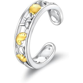 Sterling Silver Shell Toe Rings for Women Adjustable Gold Plated Seashell Beach Bare Foot Jewelry Gifts for Summer