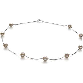 Tin Cup White 7-8mm AA Quality Freshwater 925 Sterling Silver Cultured Pearl Necklace For Women