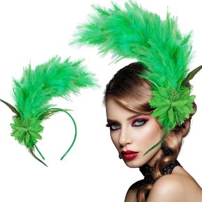 Feathers Fascinator Headband 1920s Queen Headpiece Fascinators Hats for Women Tea Party Flower Headpiece