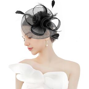 Unpifolov Fascinators Hats Flower Mesh Feathers Headband Girls Women Headwear for Tea Party Wedding Derby Cocktail Hair Clip