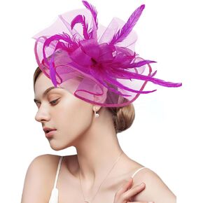 Markest Fascinators for Women Tea Party Hats Feather Headpiece for Derby, Cocktail, Wedding, Church, 20s Party