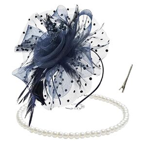 قبعات Jaciya fascinators للنساء قبعات الشاي الحفلات وعقد القلادة اللؤلؤ