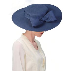 Women Church Hats Formal Kentucky Dress Derby Hats with Bowknot Elegant Wide Brim Wedding Fascinators