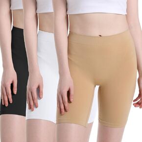 3 Pack Women's Slip Shorts for Under Dresses Summer Shorts Mid Waisted Seamless Anti Chafing Panties