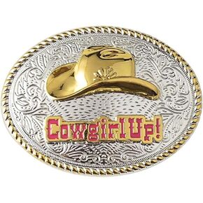 Fomissky-SISA Cowgirl Up Western Cowgirl Belt Boxle for Women ، Boval Country Silver Belt Buckle Big