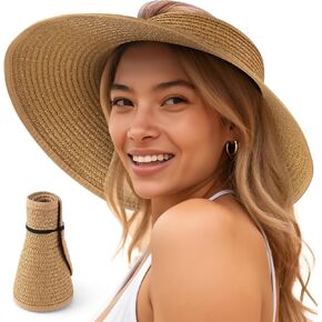 Women’s Sun Visor - UPF 50+ Protection, Wide Brim, Adjustable, Ponytail-Friendly, Packable - Ideal for Travel & Beach