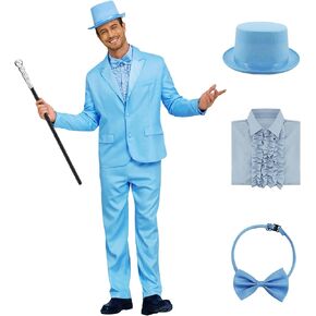 Harry and Lloyd Tuxedos Mens Fun Suit Dumber Orange Suit Dumb Blue Blazer Top Hat Bow Tie Halloween Cosplay Costume in Saudi Arabia
