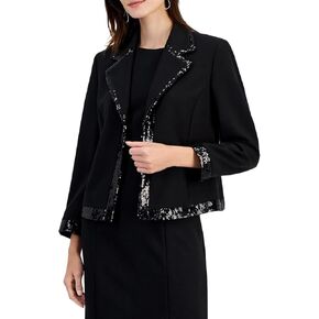 Kasper Women's Notch Collar, Kissing Front Jacket W/Sequin Trim