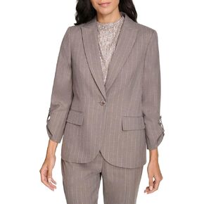 Calvin Klein Women's 3/4 Ruched Sleeve One Button Blazer