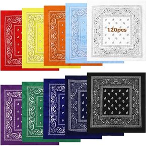 Homaisson 120 PCS Print Bandanas ، Cowboy Bandanas ، Bulk Paisley Bandanas ، وشاح Wrap للجنسين الرأس ، منديل عصبة الرأس للنساء الرجال