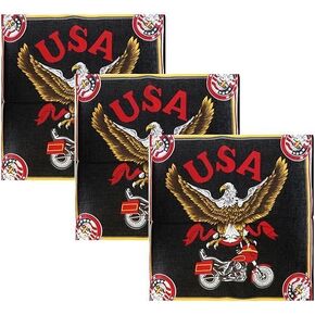 Motique Accessories USA Eagle Bandana - Set of 3 Large Cotton Bandanas