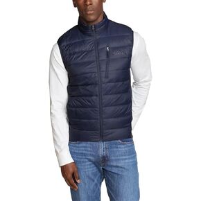 Eddie Bauer Men’s Vest Power Down Insulation Storm Repel Classic Fit (Blue, Medium)