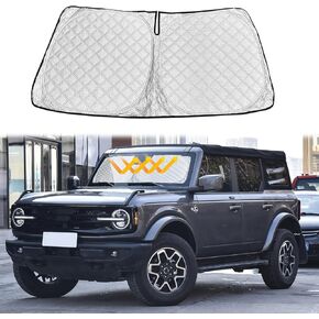 Car Windshield Sun Shade Cover Compatible with Ford Bronco 2021-2024 Upgrade Foldable Front Window Sun Shade Visor Blocks UV Rays Car Interior Accessories