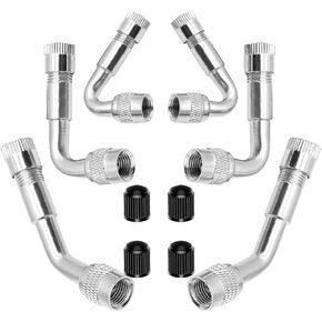 6PCS Tire Valve Extension, Brass Valve Stem Extender, 45 Degree 90 Degree 135 Degree Valve Stem Adapter for Dually Wheels Passenger, Cars, RV, Stroller, Bicycles, Motorcycles and Trailers