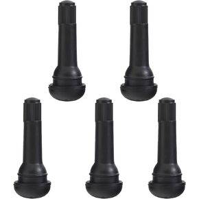 5 PCS Car TR414 Tire Valve Stems, Pure Copper Bbody Anti-Rust Tubeless Valve Stems, Rubber Snap-in Tire Valve, Universal for Tubeless 0.45 Inches Rim Holes on Standard Vehicle Tires (Black)