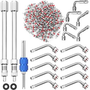 118 Pcs Valve Stem Accessories - 10 Truck, 2 Dually, 6 Metal Extenders & 100 Valve Cores