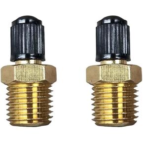 2PCS Air Inflator Adapters, Brass Tire Inflator Connector with Valve Stem Inside, 1/4" NPT (M) to Standard Schrader Valve (M), Fit for Portable Car Air Hose, Air Compressor/Pump (Valve Stem Inside)