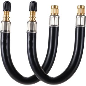 2pcs 8.25 بوصة تمديد الجذعية صمام الإطارات ، تمديد صمام الأسود تمديدات الجذعية المرنة محول إطار spiracle متوافق مع الدراجات النارية للدراجات عربة RV وضاغط الهواء المحمول