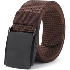 AWAYTR Mens Nylon Ratchet Belt - No Holes Casual Web Belt with Slide Metal Buckle for Jeans Golf