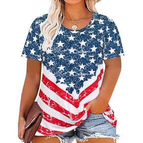 Ritera Plus Size Tops for Women Blouse Button Summer Crewneck Short Sleeve Fashion Thirts Thirts Pullover XL-5XL