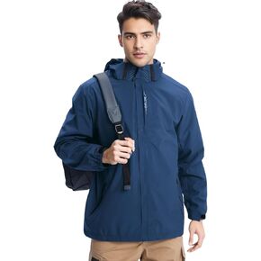 Men's Waterproof Lightweight Rain Jacket Removable Hooded Windbreaker Raincoat Outdoor Windproof Casual Jacket in Kuwait