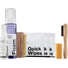 طقم جيسون Markk Care Kit & Suede من 6 قطع ، حزمة طقم تنظيف 6 قطع ، فرشاة من جلد الغزال وممحاة وصمة عار ، رغوة ، رذاذ صد ، فرشاة شهية ، مناديل سريعة ، آمنة للجلد ، جلد الغزال ، nubuck ، القطن ، الصوف ،