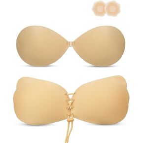 Backless Strapless Bra for Push Up, 2 Pairs Padded Adhesive Invisible Sticky for Women and Wedding Dress
