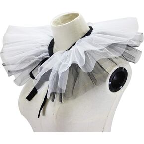 عصر النهضة Tulle متدفق من ذوي الياقات البيضاء ذات الطبقات السود