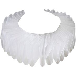 الياقات المزيفة النساء عصر النهضة إليزابيثان تربط الياقات المزيفة شيفون مهرج مهرج Ruff ، 38 سم ، أبيض