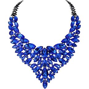 Flyonce Rhinestone Chunky Collar Necklace, Stunning Crystal Costume Statement Jewelry for Women