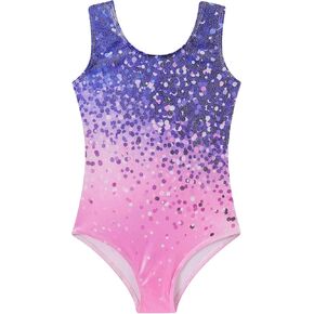 Funnycokid Gymnastics Leotards for Girls Sparkly Colorful Kids Tumbling Outfit 4-10 Years