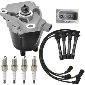 1 PC Ignition Distributor & 4 Pcs Spark Plug Wires & 4 Pcs Spark Plug Tool Kit Compatible with 1998-2002 Honda Accord Hitachi Acura CL LX EX L4 2.3L Replacement D4T97-03, 30100-PAA-A01, D4T96-07