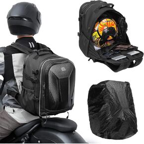 KEMIMOTO Motorcycle Hard Shell Pack Helmet Backpack Bag EVA for Men with USB Charging Port, Waterproof, Rechargeable Large Capacity Cycling Hiking Basketball Football Soccer Helmet Backpack, 40L