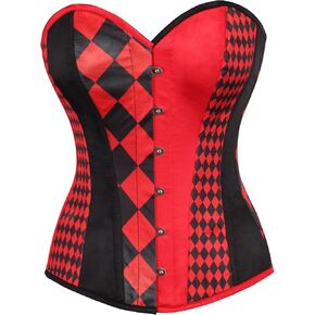 Daisy corsets Womens Top Drawer Black/Red Print Steel Boned Corset